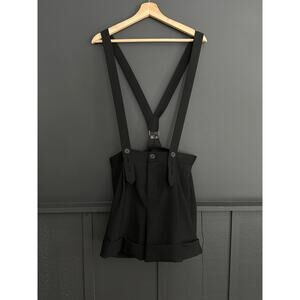 Club Monaco Heather Black Suspender Shorts Wool Blend  Size 4